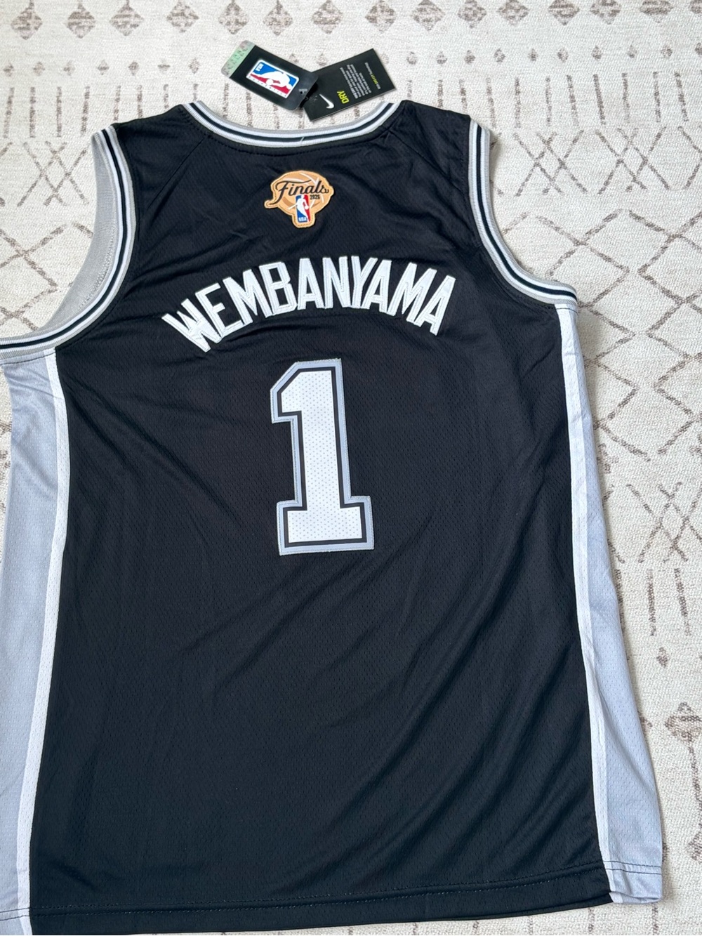 Men's Black NBA Finals Wembanyama #1 Jersey